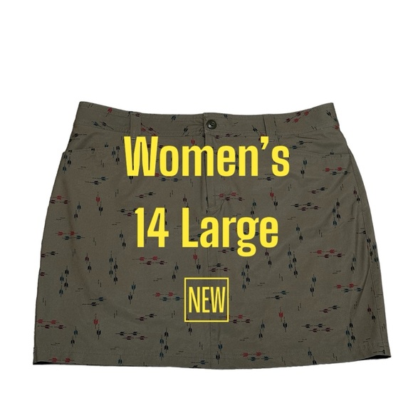 Women's Eddie Bauer Golf 14 Large Skort Olive Green Active Stretch Pockets NWOT - Picture 2 of 10